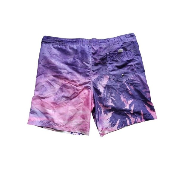 Tokyo Laundry Swim Shorts Men Medium Unlined Hawaiian Tropical Beach Surf Purple - Picture 2 of 5